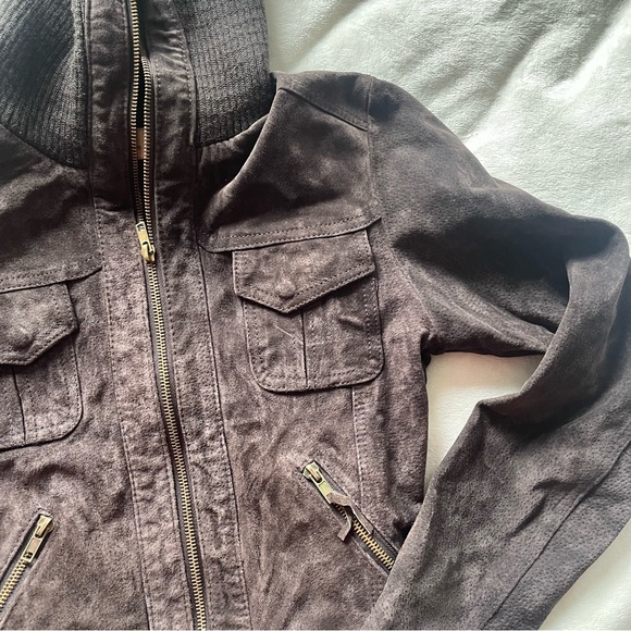 Vegan Suede Brown Bomber Jacket - Picture 5 of 7